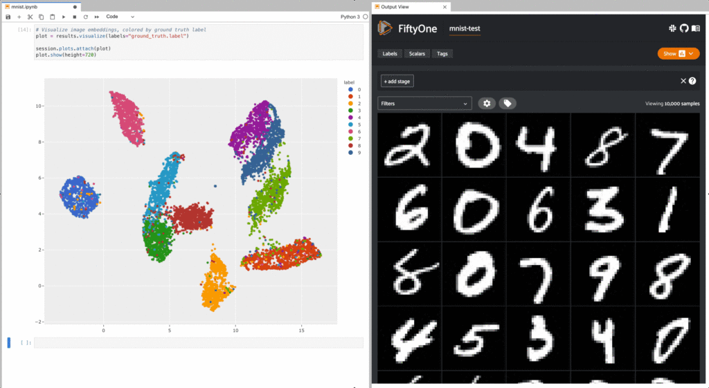 plotting patterns in datasets, visualizing embeddings in fiftyone